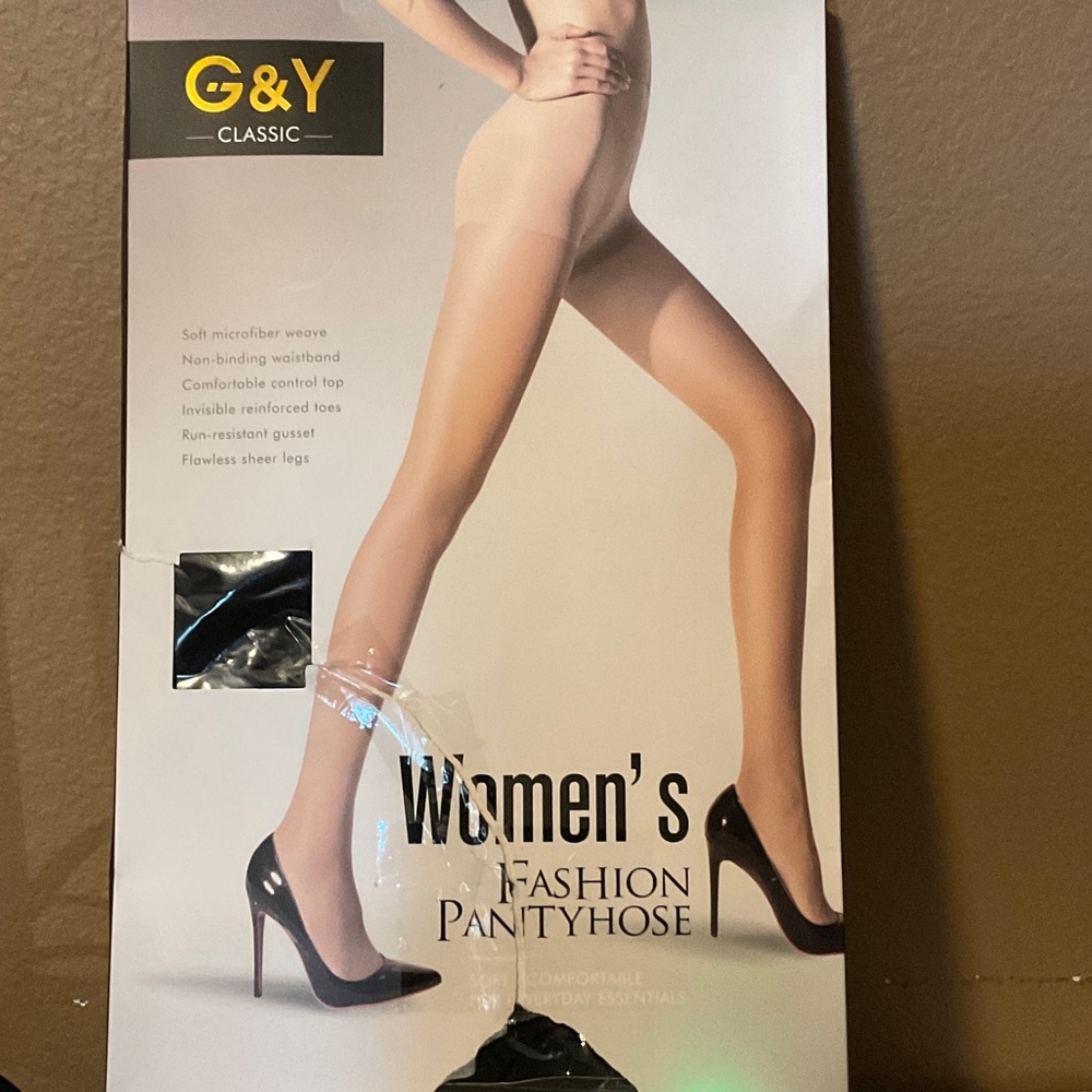 G&Y 3 Pairs Classic Women's Black Sheer Everyday Essentials Pantyhose Size L